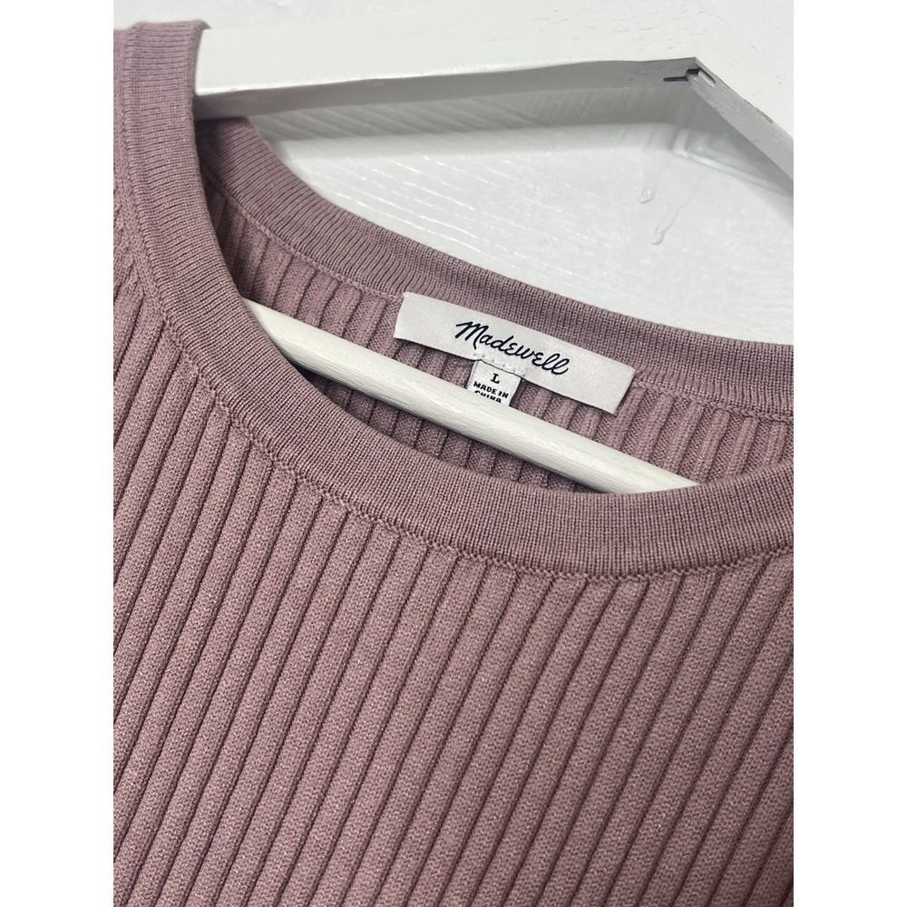 Madewell Ribbed Knit Maxi Dress Mauve Minimalist Quiet Luxury Sleeveless Bodycon - Picture 4 of 7